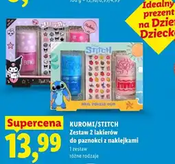 Lidl Zestaw 2 lakierów do paznokci z naklejkami Stitch oferta