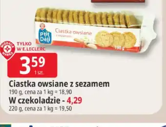 E.Leclerc Ciastka owsiane z sezamem Ptit Deli oferta