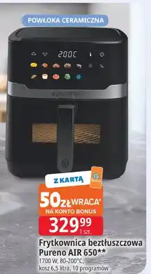 E.Leclerc Frytkownica beztłuszczowa Pureno AIR 650 1700W 80-200°C kosz 6,5 litra 10 programów oferta