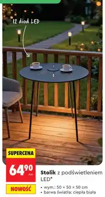 Biedronka Stolik z podświetleniem LED wym.: 50x50x50cm oferta