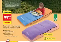 Biedronka Nadmuchiwany materac dziecięcy ze śpiworem Plener 160x65x20cm oferta