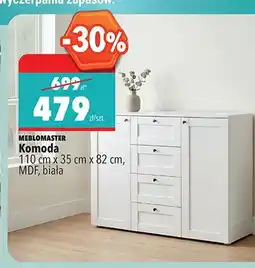 Biedronka Komoda MEBLOMASTER 110cm x 35cm x 82cm MDF biała oferta