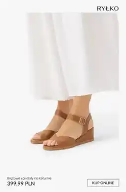 Ryłko Brązowe sandały na koturnie Ryłko oferta