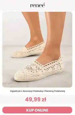 Espadryle z ażurową cholewką i plecioną podeszwą Reneé