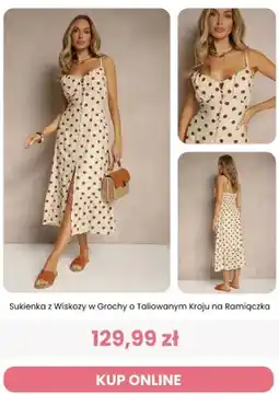 Renee Sukienka z wiskozy w grochy o taliowanym kroju na ramiączka Reneé oferta