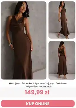Renee Koktajlowa sukienka satynowa z lejącym dekoltem i wiązaniem na plecach reneé oferta