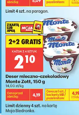 Biedronka Zott Monte Deser mleczno-czekoladowy oferta
