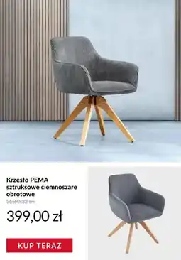 Homla Krzesło PEMA sztruksowe ciemnoszare obrotowe 56x60x82cm oferta