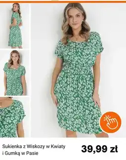 Born2be Sukienka z Wiskozy w Kwiaty i Gumką w Pasie oferta