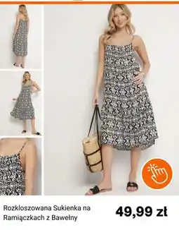 Born2be Rozkloszowana Sukienka na Ramiączkach z Bawełny oferta