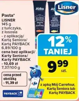 Carrefour Pasta Lisner z tuńczyka, z łososia oferta