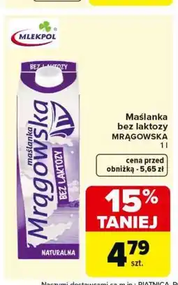 Carrefour Maślanka bez laktozy MRĄGOWSKA oferta