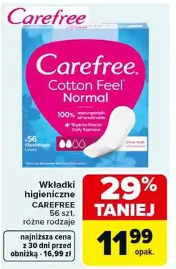 Carrefour Wkładki higieniczne CAREFREE oferta