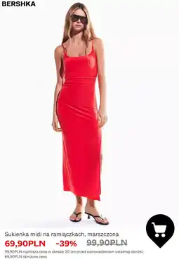 Bershka Bershka Sukienka midi na ramiączkach, marszczona oferta