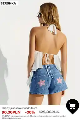 Bershka Bershka Shorty jeansowe z nadrukiem oferta