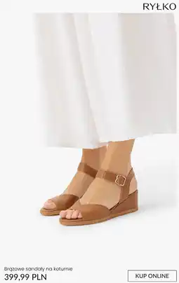 Ryłko Ryłko Brązowe sandały na koturnie oferta