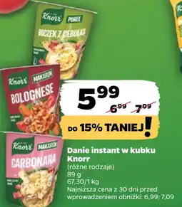Netto Knorr Danie instant w kubku oferta