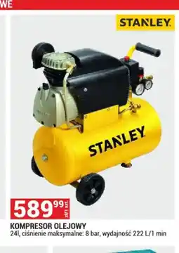Merkury Market Kompresor olejowy STANLEY 24l ciśnienie maksymalne: 8 bar wydajność 222l/1 min oferta
