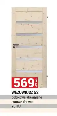 Merkury Market Drzwi WEZUWIUSZ 5S pokojowe, drewniane surowe drewno 70-80 oferta