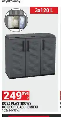 Merkury Market Kosz plastikowy do segregacji śmieci 3x120l 102x84x37cm oferta