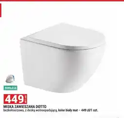 Merkury Market Miska zawieszana DOTTO bezkołnierzowa, z deską wolnoopadającą, kolor biały mat oferta