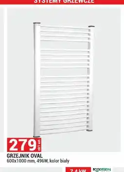 Merkury Market Grzejnik Oval 600x1000mm 496W kolor biały oferta