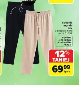 Carrefour Spodnie męskie TEX z dodatkiem lnu oferta