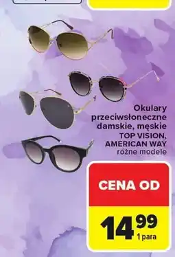 Carrefour Okulary przeciwsłoneczne damskie, męskie TOP VISION, AMERICAN WAY oferta