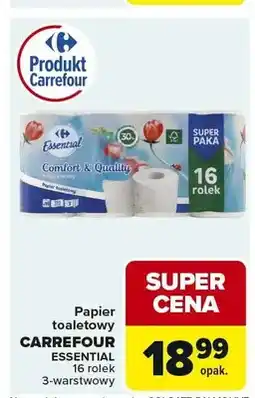 Carrefour Papier toaletowy Carrefour Essential 3-warstwowy 16-pak oferta