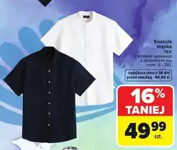 Carrefour Koszula męska TEX z krótkim rękawem z dodatkiem lnu oferta