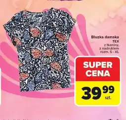 Carrefour Bluzka damska TEX z tkaniny, z nadrukiem rozm. S - XL oferta