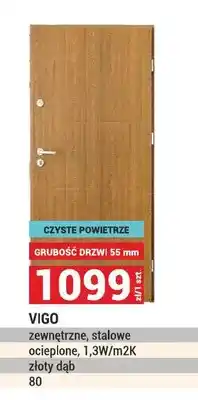 Merkury Market Drzwi VIGO zewnętrzne, stalowe ocieplone, 1,3W/m2K złoty dąb 80 oferta