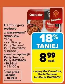 Carrefour Hamburgery wołowe z warzywami Sokołów oferta