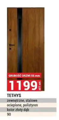 Merkury Market Drzwi TETHYS zewnętrzne, stalowe ocieplone, polistyren kolor złoty dąb 90 oferta