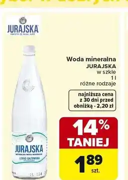 Carrefour Woda mineralna JURAJSKA w szkle lekko gazowana oferta