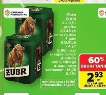 Carrefour Piwo Żubr 4-pak oferta