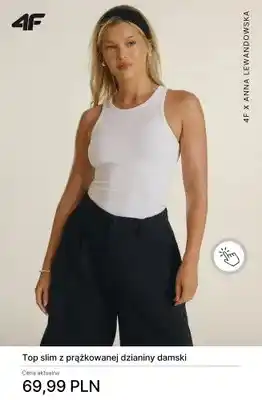 Top slim z prążkowanej dzianiny damski 4F