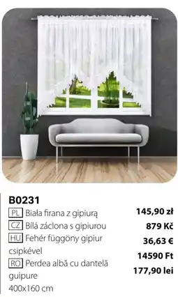 BetterStyle Biała firana z gipiurą oferta
