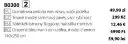 BetterStyle Granatowa zasłona welurowa, wzór jodełka oferta