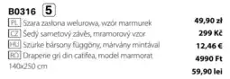 BetterStyle Szara zasłona welurowa, wzór marmurek oferta