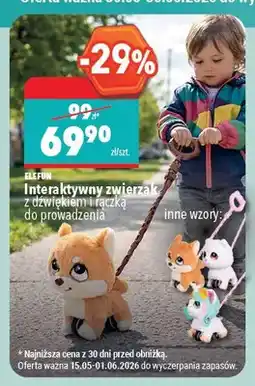 Biedronka Interaktywny zwierzak z dźwiękiem i rączką do prowadzenia ELEFUN oferta