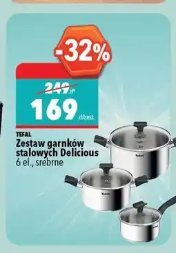 Biedronka Zestaw garnków stalowych TEFAL Delicious 6 el. srebrne oferta