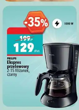 Biedronka Ekspres przelewowy PHILIPS 2-15 filiżanek czarny 1000W oferta