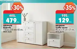 Biedronka Komoda MEBLOMASTER 110cm x 35cm x 82cm MDF biała oferta