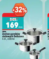 Biedronka Tefal Zestaw garnków stalowych Delicious 6 el., srebrne oferta