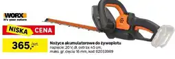 Leroy Merlin Worx Nożyce akumulatorowe do żywopłotu oferta