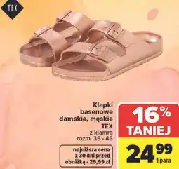 Carrefour Klapki basenowe damskie, męskie TEX z klamrą oferta