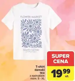 Carrefour T-shirt damski TEX z nadrukiem oferta