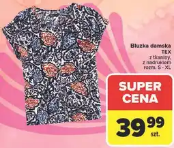 Carrefour Bluzka damska TEX z tkaniny, z nadrukiem oferta