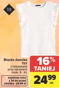 Carrefour Bluzka damska TEX z falbankami przy rękawach oferta